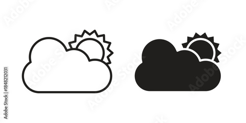 Partially cloudy icons. Minimal logo design element, vector illustration.