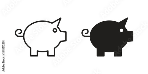 Piggy bank icons. Minimal logo design element, vector illustration.