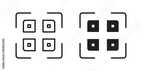 QR code icons. Minimal logo design element, vector illustration.