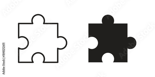 Puzzle piece icons. Minimal logo design element, vector illustration.