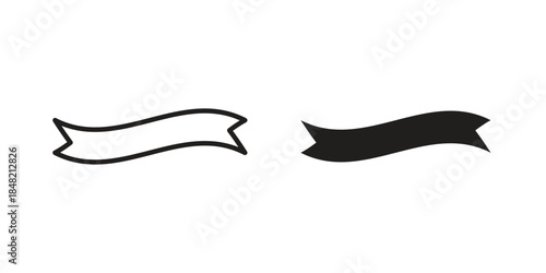 Ribbon icons. Minimal logo design element, vector illustration.