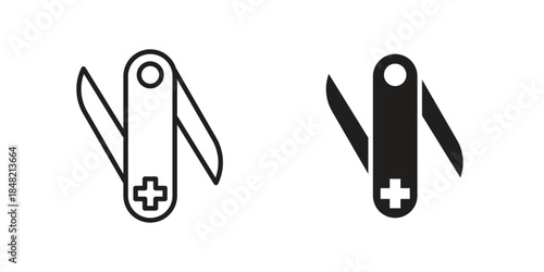 Swiss Knife icons. Minimal logo design element, vector illustration.