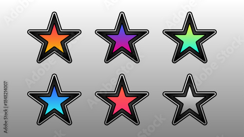 Set of color stars. Star burst.