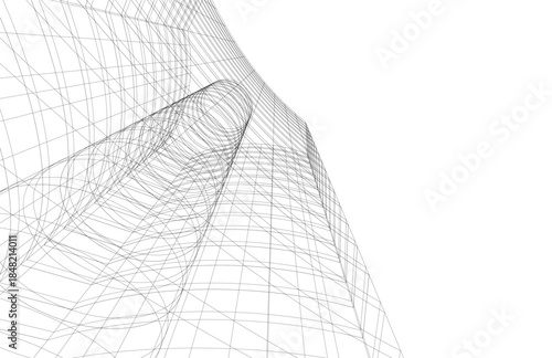 abstract buildings, architectural drawing 3d