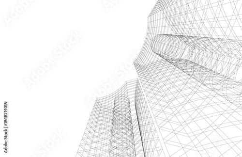 abstract buildings, architectural drawing 3d