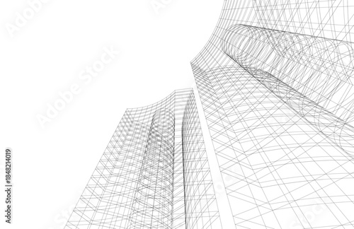 abstract buildings, architectural drawing 3d