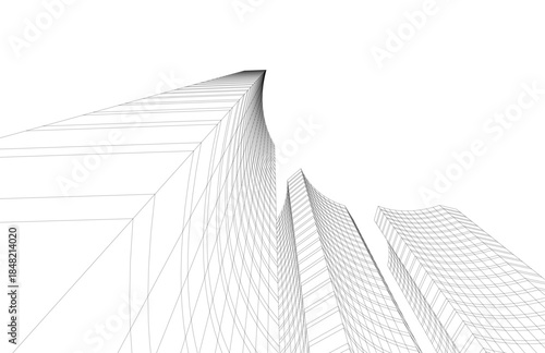 abstract buildings, architectural drawing 3d