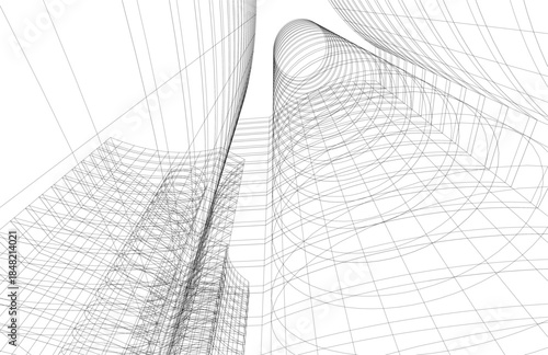 abstract buildings, architectural drawing 3d