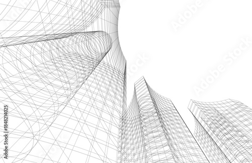 abstract buildings, architectural drawing 3d