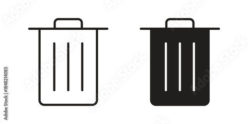 Trash Bin icons. Minimal logo design element, vector illustration.