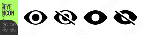 eye icon set. vision icon, see view icons - eyesight symbol - invisible eye hide icon, incognito icon no eye view hidden icon set. vision icon, unsee icons, color icon set