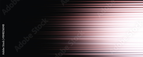 Blue and red high-speed background. Movement light trails effect on black abstract background. Wide technology banner with glowing blue and red light motion effect. Vector illustration
