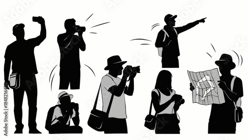 Tourists exploring with cameras and maps in hand