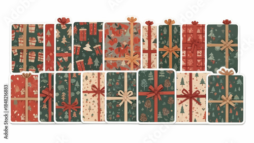 Vibrant Christmas presents with creative wrapping paper designs