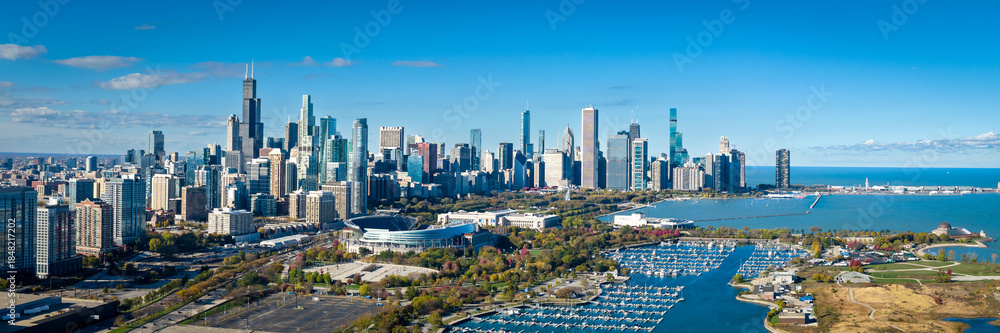 Obraz premium Chicago Skyline from the Chicago Illinois