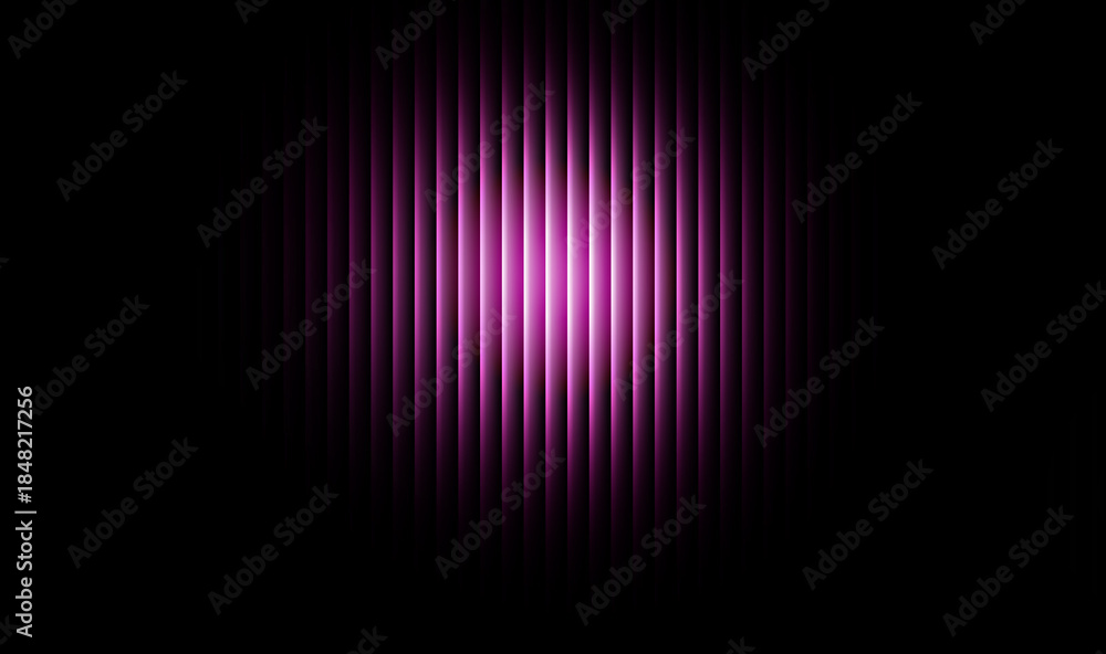 Obraz premium Abstract vibrant magenta vertical lines create a futuristic glowing spotlight effect against a deep black background design.