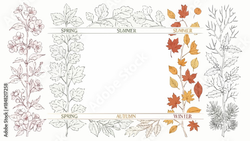Seasonal leaf and flower illustration for seasonal concepts