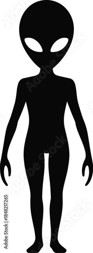 Black Alien Figure with Large Eyes and Smooth Body