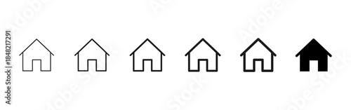 Home icon. Simple house outline for real estate services and property apps vector. Clean residence sign for UI buttons, web platforms and mobile interfaces pictogram.