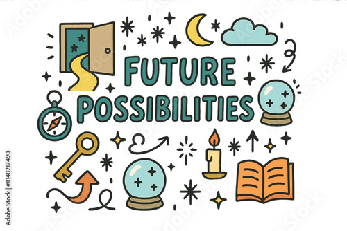Future Possibilities Illustration. Future Possibilities. Hand-drawn doodle illustration of Future