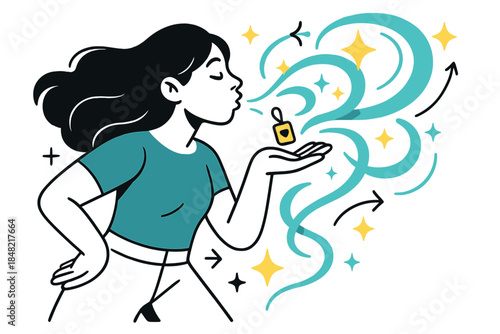 Charmed Light Dance. Whispered charm release. A small charm is blown into the air, unfolding into swirling