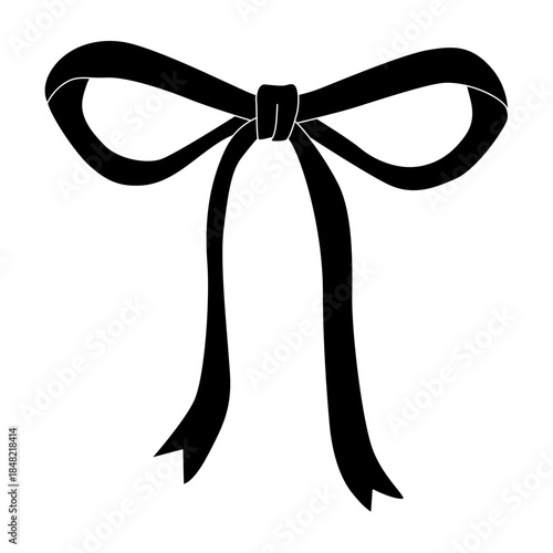 Outline Hand Drawn Bow Coquette Vector Illustration in Vintage and Retro Style
