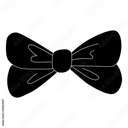 Outline Hand Drawn Bow Coquette Vector Illustration in Vintage and Retro Style
