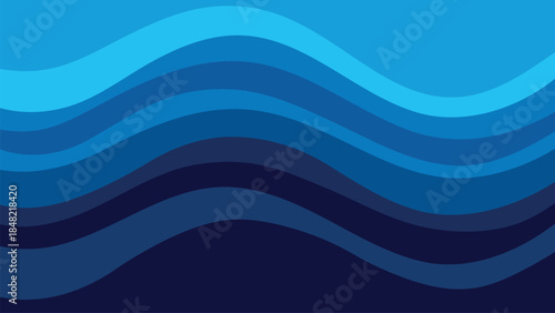 Abstract Blue Wave Background, Layered Ocean Stripes Vector Design