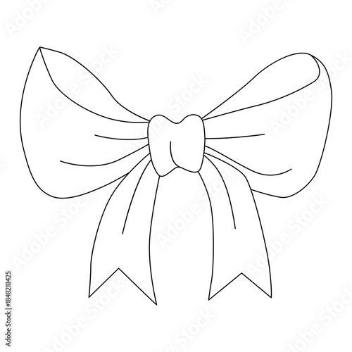 Outline Hand Drawn Bow Coquette Vector Illustration in Vintage and Retro Style
