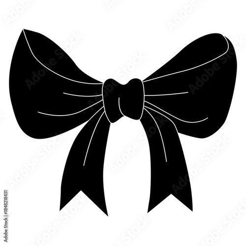 Outline Hand Drawn Bow Coquette Vector Illustration in Vintage and Retro Style
