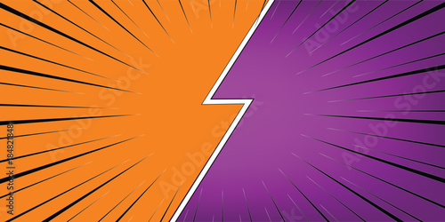 comic halftone style with zoom versus lines in background design.