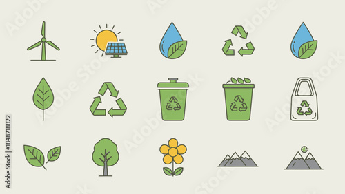 Abstract geometric illustration of a plant with green and brown shapes on a light background, featuring a minimalist and modern design.