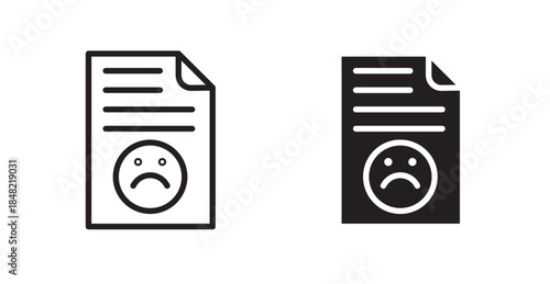 Complaint icons, black line art and clipart vector logo