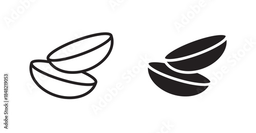 contact lenses icons, black line art and clipart vector logo