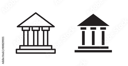 Court icons, black line art and clipart vector logo