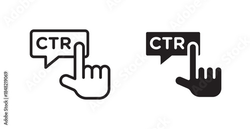 CTR icons, black line art and clipart vector logo