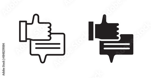 Customer feedback icons, black line art and clipart vector logo