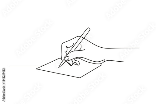 Minimalist Writing Moment. Writing goals calm moment. Minimalistic one-line drawing a relaxed hand writing