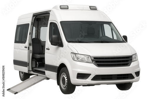 Wallpaper Mural Medical transport van featuring sliding side doors and a rear loading ramp. Torontodigital.ca