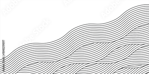 Blue water wave line pattern background. Vector illustration. Japanese style concept.