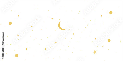Different Stars and a Waning Crescent Moon as a Background