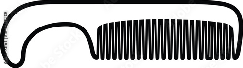 Minimal black comb silhouette icon isolated on white background, simple hair grooming tool vector illustration for beauty, barber, and styling concepts