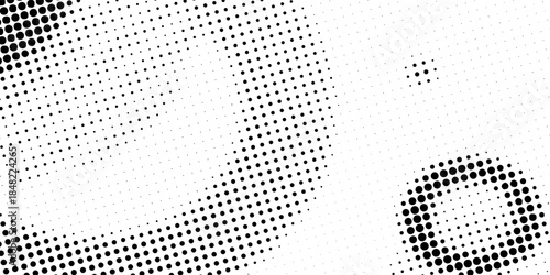Black halftone dot wave pattern. Abstract grain fluid texture background. Dotted grit curve wallpaper. Rasterized undulate swoosh overlay for poster, leaflet, booklet, banner, brochure, flyer.