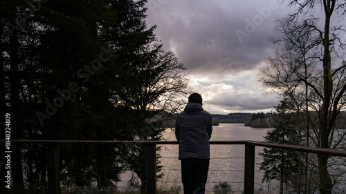 A men seeing the Lake - Saint Pardoux - France - Limousin - Spring