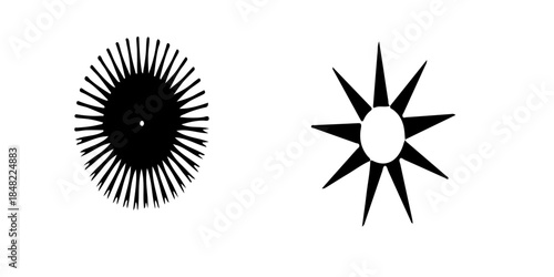 Retro futuristic sparkle icons collection. Set of star shapes. Abstract cool shine effect sign vector design.