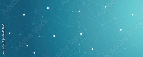 Cyber technology and science banner or header. Connected neural network