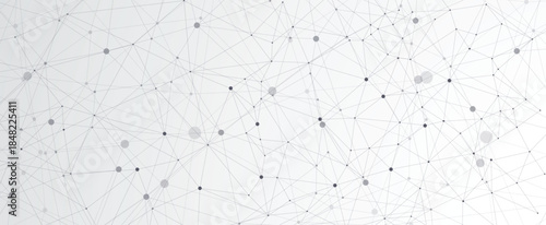 Cyber technology and science banner or header. Connected neural network