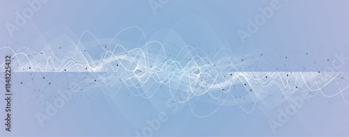 Cyber technology and science banner or header. Connected neural network