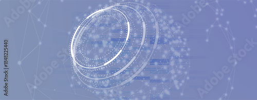 Cyber technology and science banner or header. Connected neural network