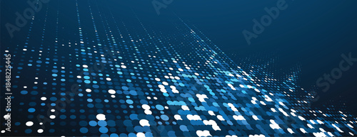 Cyber technology and science banner or header. Connected neural network